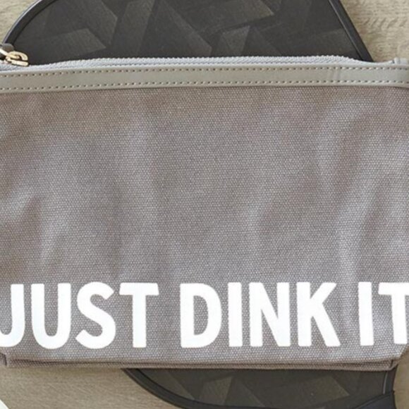 Just Dink It Grey Cotton Canvas Pickleball Pouch - Picture 5 of 5